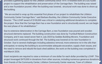 Littleton Community Center Announces Carriage Barn Phase I Completion!